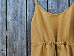 Linen Dress with Drawstring Tie