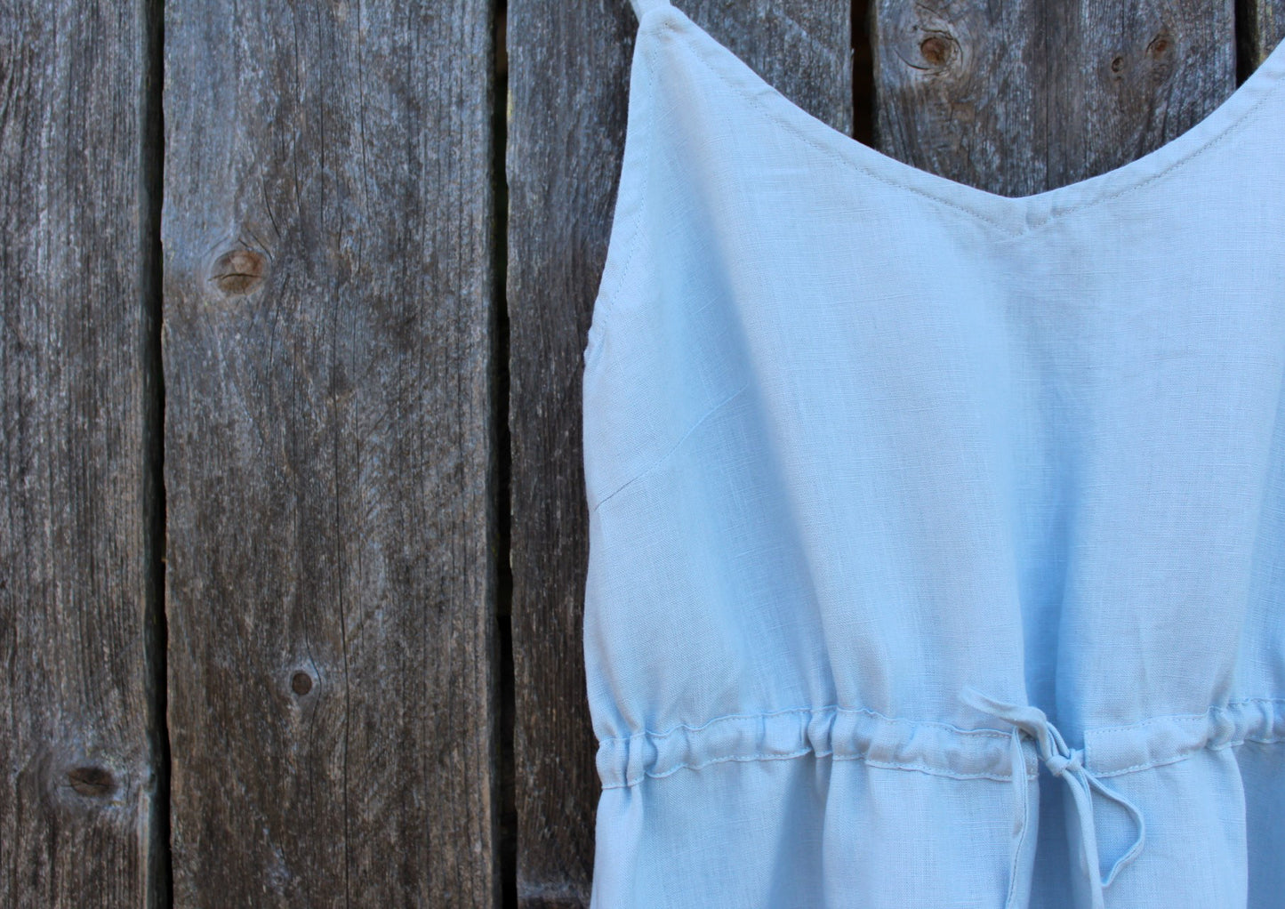 Linen Dress with Drawstring Tie