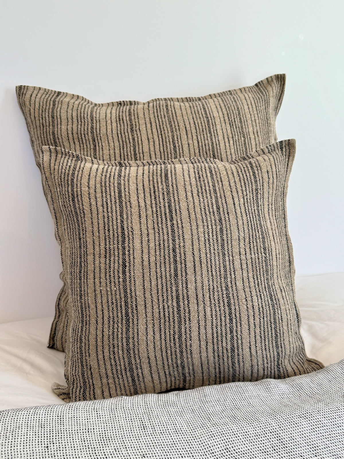 Linen Natural Stripe Handloom Cushion Cover