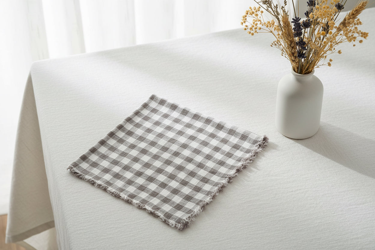 Linen Gingham Check Table Napkins
