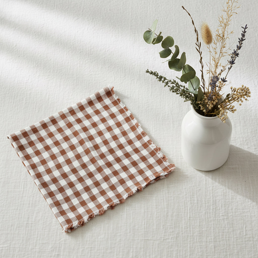 Linen Gingham Check Table Napkins