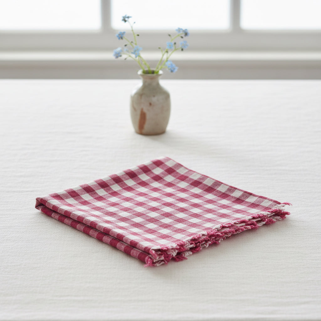 Linen Gingham Check Table Napkins