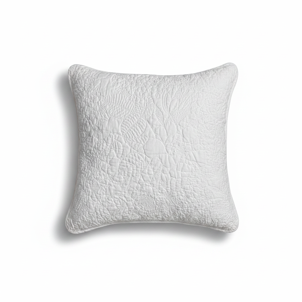 White Cotton Quilted Cushion Cover