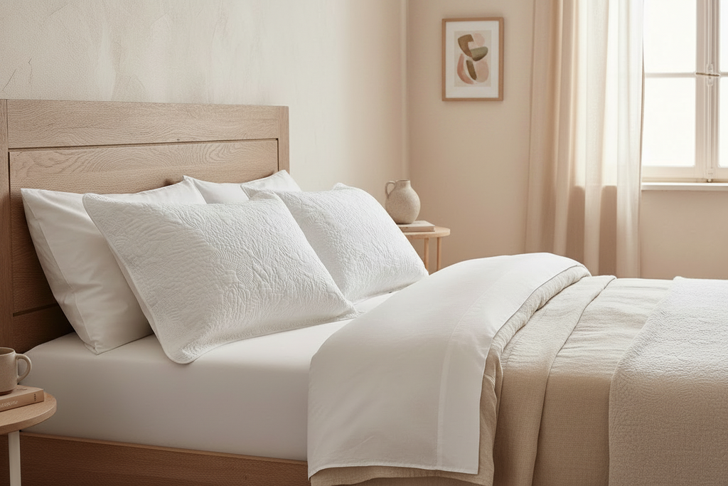 White Cotton Quilted Shams